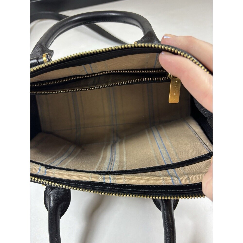 Smythson of Bond St Eliot Mini Tote Black Leather Top Handle Bag Crossbody - Picture 8 of 14